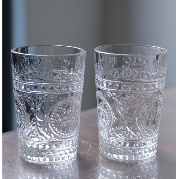 8Oz Crown Design Embossed Tumbler Drinking Glasses