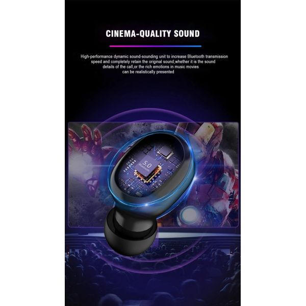 Tws Bluetooth Earpieces with Wireless Charging LED Digital Display Earphones Mini in Ear Earbuds Headphone with Mic