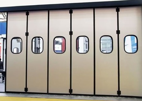 Quality Fire Station Bi Fold Industrial Sliding Folding Doors 60HZ Sandwich Panel 60HZ RAL Color for sale