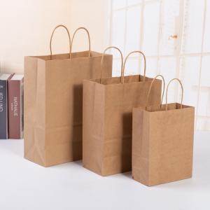 Kraft brown paper bag with handles book packaging bag window