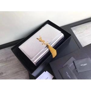 Buy cheap Adjustable Straps Polyester Saint Laurent YSL Woc Bag With Zipper Closure Silver from wholesalers