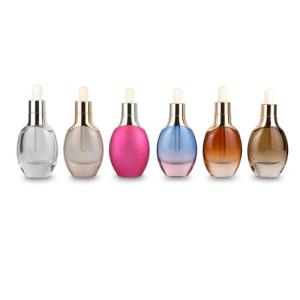 Buy cheap Unique Shape 1oz Empty Cosmetic Bottles Custom Logo With Rose Gold Dropper from wholesalers