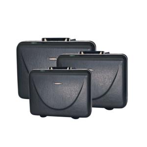 Buy cheap 3 Pcs ABS Black Leather Briefcase Bag With 2 Side Button Lock And 1 Middle Combination Lock from wholesalers
