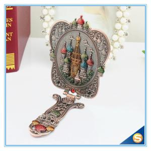 Buy cheap Castle design Handle Mirrors Delicate Metal Hand Cosmetic Mirrors Handle Mirror with Comb Set Hand Held Mirrors from wholesalers