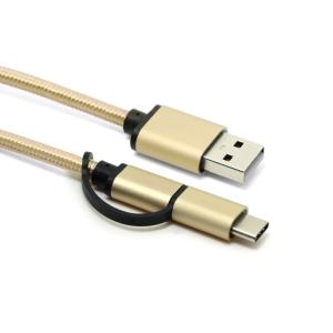Aluminium Alloy 2 In 1 USB Type C Charging Cable With USB 3.1 Type C Converter