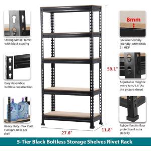 3 Pack Heavy Duty 5 Tier Warehouse Storage Shelves Garage Shelving Unit