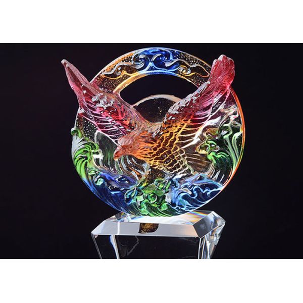 Buy cheap Crystal Base Trophies And Awards With Colored Glaze Eagle On The Top from wholesalers