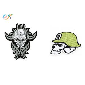 Polyester Material Skull Motorcycle Patches Irregular Shape With Laser Cut