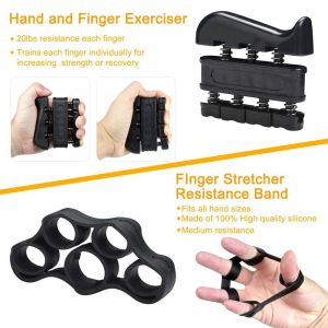 Hand Grip Strengthener Kit 5 Pack Black Adjustable Grip Trainer Finger