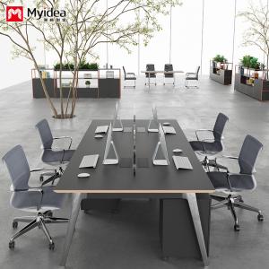 Buy cheap Modern Four-Person Office Desk customization Moduler Wooden Table Top With Plated Aluminum Alloy Legs for Office Contemporary Design from wholesalers