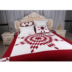 Buy cheap Unique Lone Star Geometric Bedspreads And Coverlets Red / White For Home product