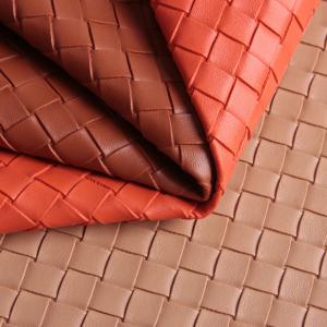 Soft and Durable Embossed Woven Handbag PVC Faux Leather Fabric