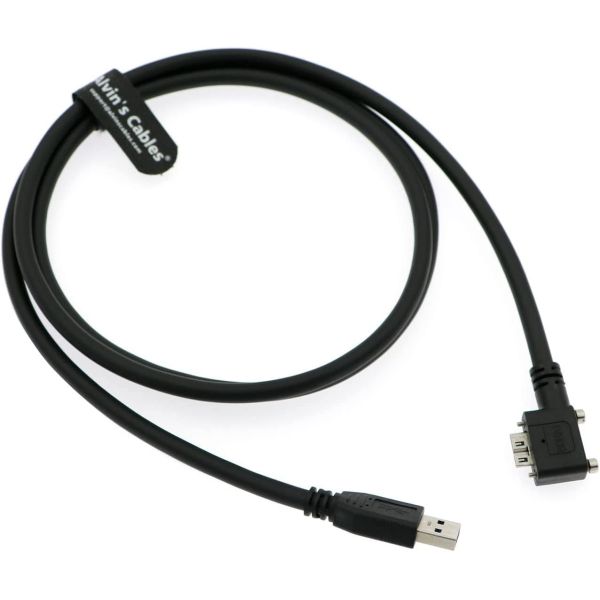 Alvin's Cables USB 3.0 Data-Cable USB-A to Micro-B Left Angle with Dual Locking