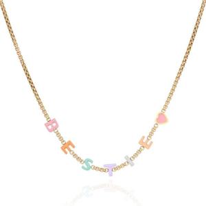 Custom Name Necklace Individual Letters Enamel Personalized Gold Necklace