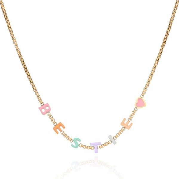 Custom Name Necklace Individual Letters Enamel Personalized Gold Necklace