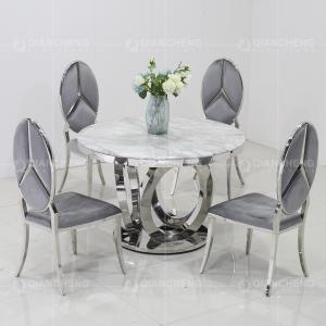 QIANCHENG Anti Oxidation SS Dining Tables Dia130x75cm Round Marble Top