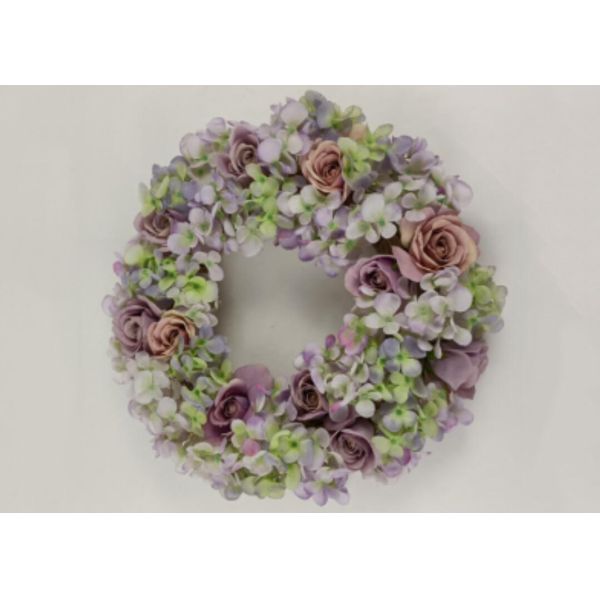 Quality 46cm Artificial French Hydrangea Rose Flower Wreath for sale