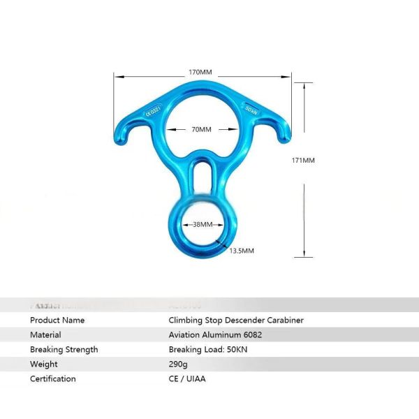 Outdoor Hardware Climbing Descender Figure Eight Ring for Rapid Descent Protection