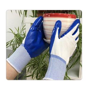 Grey Polyester Liner Black Nitrile Gloves For Carrying And Cleaning